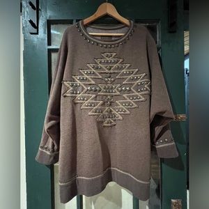 Double D Ranchwear Brown Studded Sweatshirt Size Lg/XL